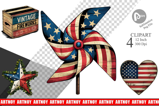 Rustic 4th of July Clipart Sublimation artnoy 