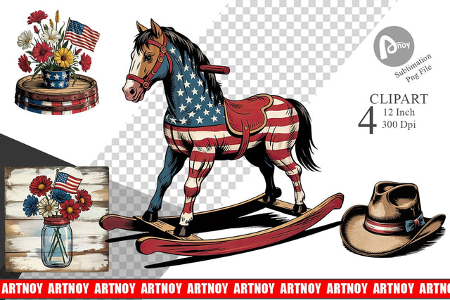 Rustic 4th of July Clipart Sublimation artnoy 