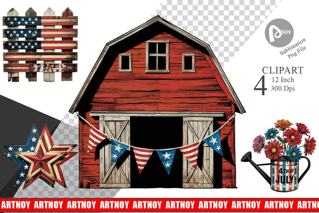 Rustic 4th of July Clipart Sublimation artnoy 