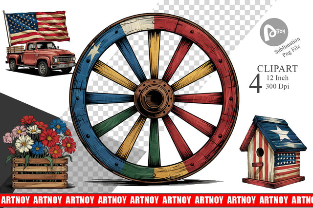 Rustic 4th of July Clipart Sublimation artnoy 
