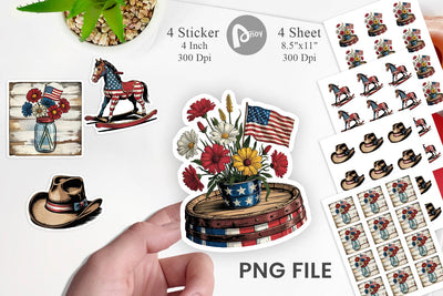 Rustic 4th of July Sticker Sublimation artnoy 