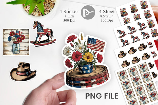 Rustic 4th of July Sticker Sublimation artnoy 