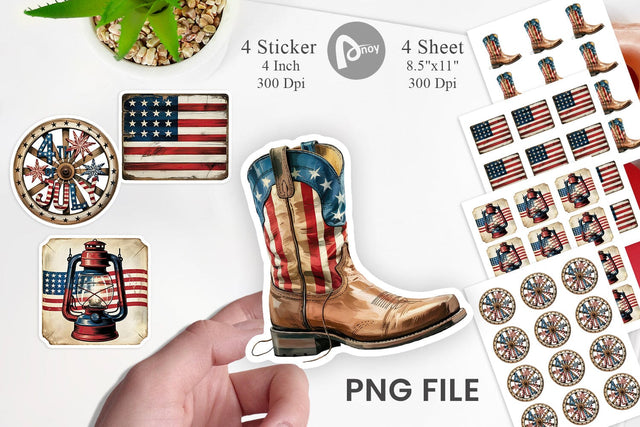 Rustic 4th of July Sticker Sublimation artnoy 