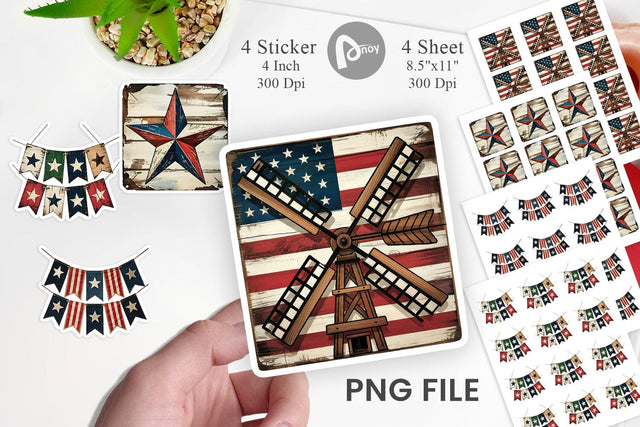 Rustic 4th of July Sticker Sublimation artnoy 