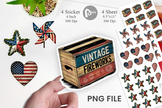 Rustic 4th of July Sticker Sublimation artnoy 