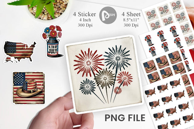 Rustic 4th of July Sticker Sublimation artnoy 