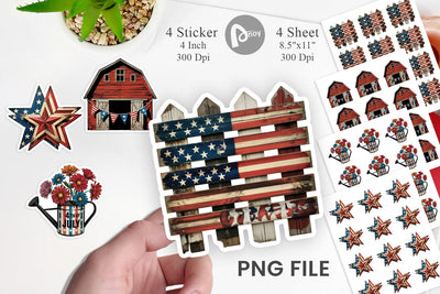 Rustic 4th of July Sticker Sublimation artnoy 