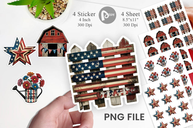 Rustic 4th of July Sticker Sublimation artnoy 
