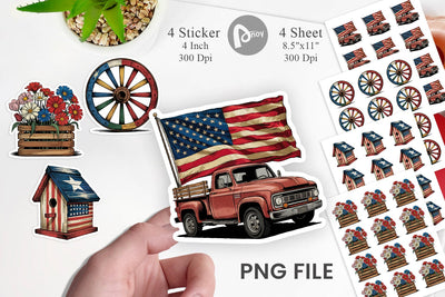 Rustic 4th of July Sticker Sublimation artnoy 