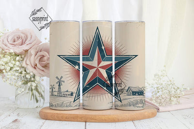 Rustic Americana Star 20oz Tumbler Wrap Sublimation sassyprint 