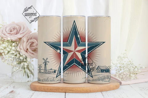 Rustic Americana Star 20oz Tumbler Wrap Sublimation sassyprint 