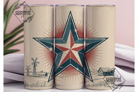 Rustic Americana Star 20oz Tumbler Wrap Sublimation sassyprint 