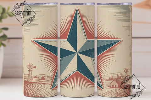 Rustic Americana Star 20oz Tumbler Wrap Sublimation sassyprint 