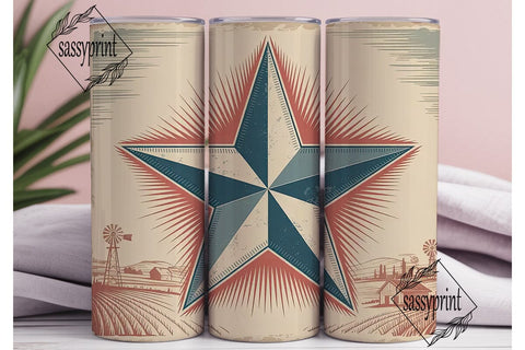 Rustic Americana Star 20oz Tumbler Wrap Sublimation sassyprint 