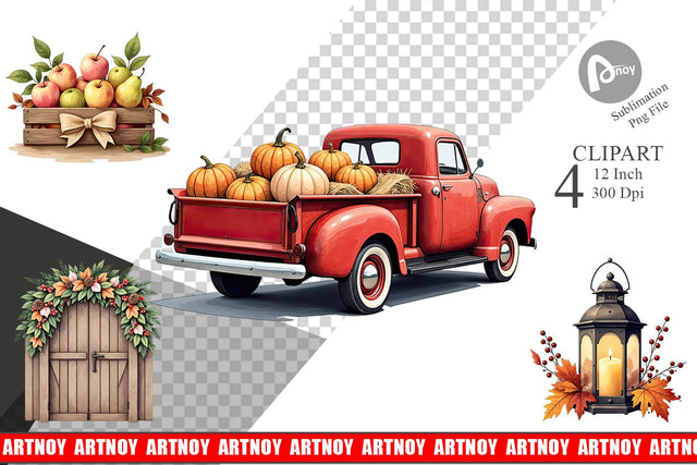 Rustic Autumn Charm Clipart Sublimation artnoy 