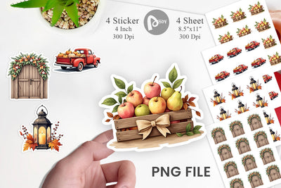 Rustic Autumn Charm Sticker Sublimation artnoy 