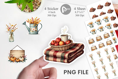 Rustic Autumn Charm Sticker Sublimation artnoy 