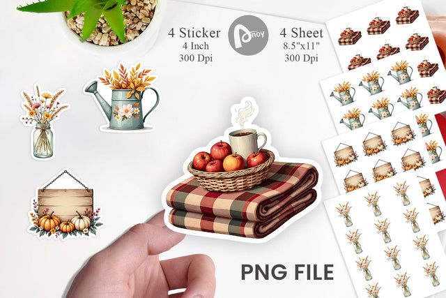 Rustic Autumn Charm Sticker Sublimation artnoy 