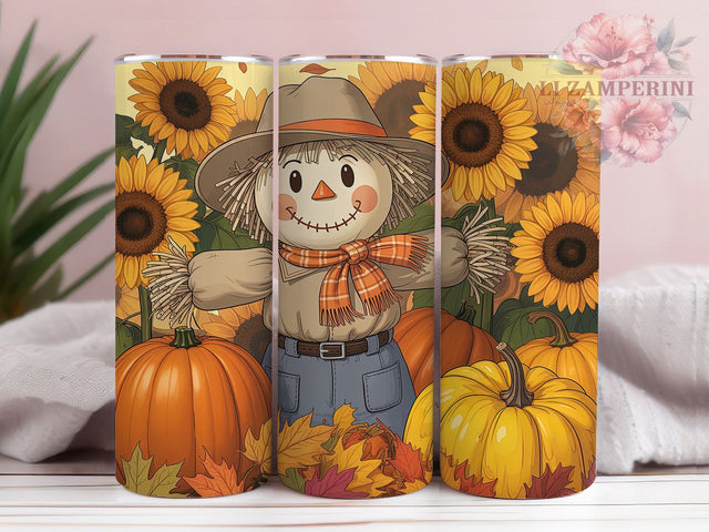 Rustic Autumn Farm Scarecrow Tumbler, Autumn Farm 20Oz Sublimation, Harvest Coffee Cup Design, Fall Country Drinkware, Pumpkin Patch Mug Wrap, Farmhouse Scarecrow Cup, Cozy Autumn Tumbler Sublimation Li Zamperini 
