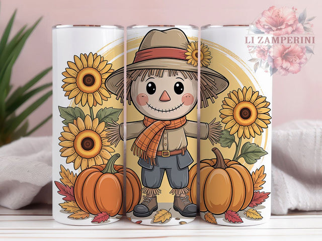 Rustic Autumn Farm Scarecrow Tumbler, Autumn Farm 20Oz Sublimation, Harvest Coffee Cup Design, Fall Country Drinkware, Pumpkin Patch Mug Wrap, Farmhouse Scarecrow Cup, Cozy Autumn Tumbler Sublimation Li Zamperini 