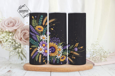 Rustic Autumn Floral 20oz Tumbler Wrap Sublimation sassyprint 