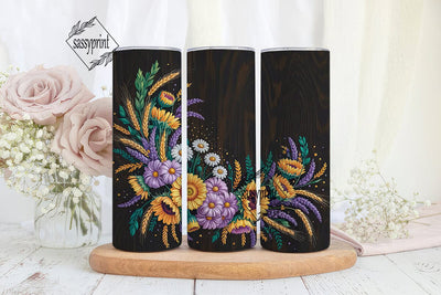 Rustic Autumn Floral 20oz Tumbler Wrap Sublimation sassyprint 