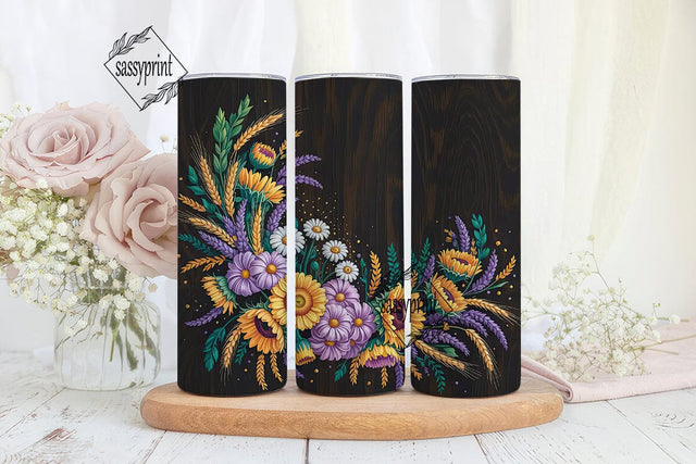 Rustic Autumn Floral 20oz Tumbler Wrap Sublimation sassyprint 