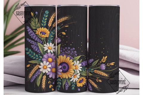 Rustic Autumn Floral 20oz Tumbler Wrap Sublimation sassyprint 