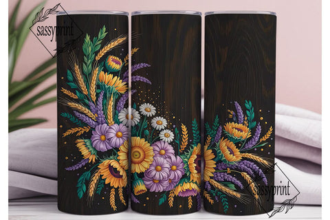 Rustic Autumn Floral 20oz Tumbler Wrap Sublimation sassyprint 