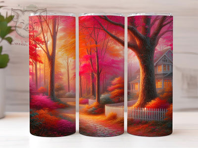 Rustic Autumn Forest Tumbler, Fall Season Theme, Scenic Nature Wrap, Rustic Forest Design, Cozy Harvest Style, Colorful Leaves Pattern, Seasonal Sublimation, 20Oz Tumbler Sublimation Lara' s Designs 