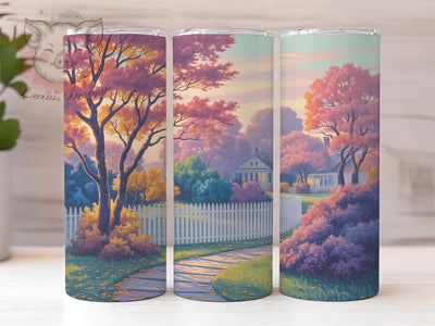 Rustic Autumn Forest Tumbler, Fall Season Theme, Scenic Nature Wrap, Rustic Forest Design, Cozy Harvest Style, Colorful Leaves Pattern, Seasonal Sublimation, 20Oz Tumbler Sublimation Lara' s Designs 