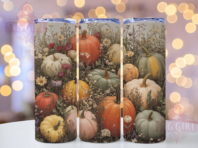 Rustic Autumn Harvest Tumbler, Autumn Flowers, Harvest Theme, Cozy Seasonal Design, Rustic Style, Thanksgiving Pattern, 20Oz Tumbler, Sublimation Wrap Sublimation SvggirlplusArt 