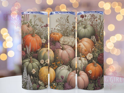 Rustic Autumn Harvest Tumbler, Autumn Flowers, Harvest Theme, Cozy Seasonal Design, Rustic Style, Thanksgiving Pattern, 20Oz Tumbler, Sublimation Wrap Sublimation SvggirlplusArt 