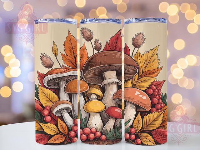 Rustic Autumn Mushroom Tumbler, Autumn Leaves Wrap, 20oz Tumbler Sublimation, Forest Fungi Design, Fall Woodland Sublimation, Cozy Nature Tumbler, Seasonal Harvest Wrap Sublimation SvggirlplusArt 