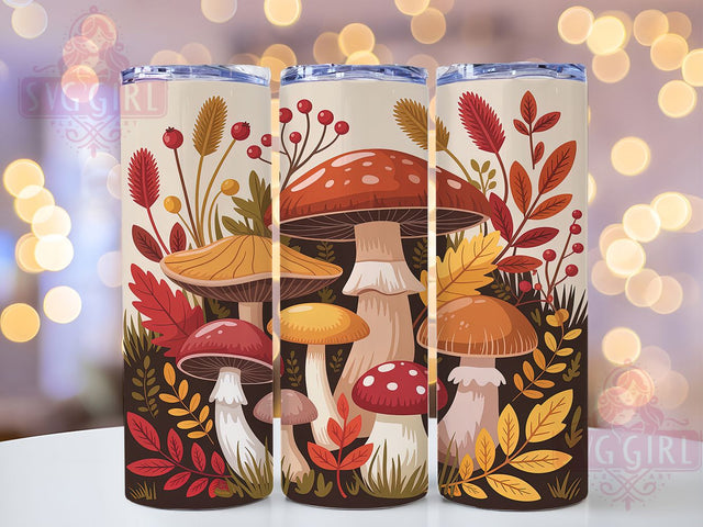 Rustic Autumn Mushroom Tumbler, Autumn Leaves Wrap, 20oz Tumbler Sublimation, Forest Fungi Design, Fall Woodland Sublimation, Cozy Nature Tumbler, Seasonal Harvest Wrap Sublimation SvggirlplusArt 