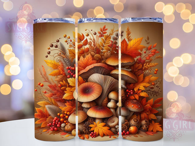 Rustic Autumn Mushroom Tumbler, Autumn Leaves Wrap, 20oz Tumbler Sublimation, Forest Fungi Design, Fall Woodland Sublimation, Cozy Nature Tumbler, Seasonal Harvest Wrap Sublimation SvggirlplusArt 