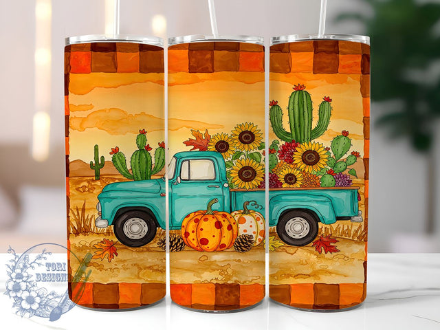 Rustic Autumn Pumpkin Truck Tumbler, Pumpkin Truck Tumbler, Western Decor Tumbler, Sublimation Drinkware, Autumn Tumbler Wrap, Rustic Fall Cup, Seasonal Beverage Holder Sublimation ToriDesigns 
