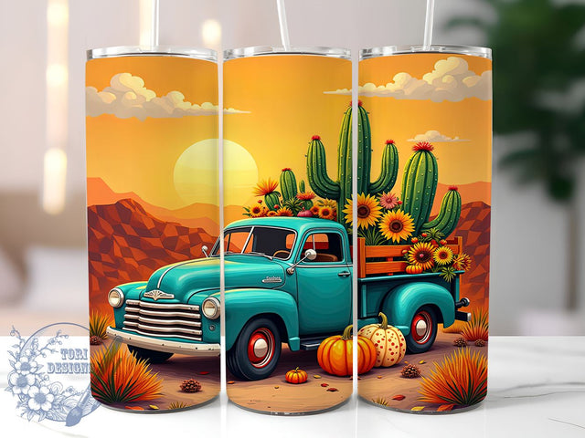 Rustic Autumn Pumpkin Truck Tumbler, Pumpkin Truck Tumbler, Western Decor Tumbler, Sublimation Drinkware, Autumn Tumbler Wrap, Rustic Fall Cup, Seasonal Beverage Holder Sublimation ToriDesigns 