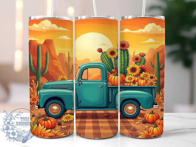 Rustic Autumn Pumpkin Truck Tumbler, Pumpkin Truck Tumbler, Western Decor Tumbler, Sublimation Drinkware, Autumn Tumbler Wrap, Rustic Fall Cup, Seasonal Beverage Holder Sublimation ToriDesigns 