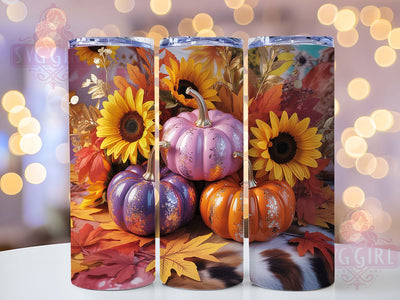 Rustic Autumn Pumpkin Tumbler, Fall Floral, Autumn Theme, Rustic Style, Seasonal Pattern, 20Oz Tumbler, Sublimation Wrap Sublimation SvggirlplusArt 