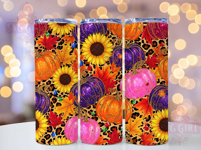 Rustic Autumn Pumpkin Tumbler, Fall Floral, Autumn Theme, Rustic Style, Seasonal Pattern, 20Oz Tumbler, Sublimation Wrap Sublimation SvggirlplusArt 