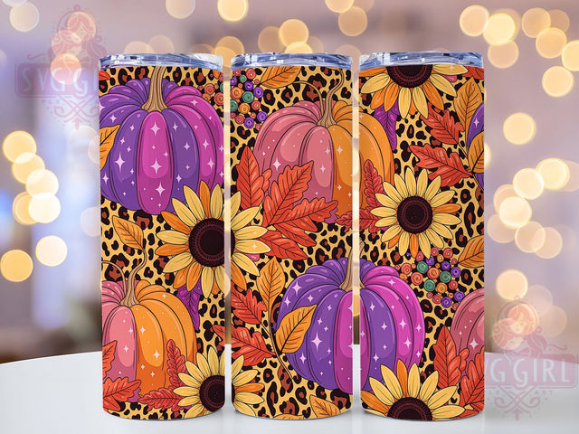 Rustic Autumn Pumpkin Tumbler, Fall Floral, Autumn Theme, Rustic Style, Seasonal Pattern, 20Oz Tumbler, Sublimation Wrap Sublimation SvggirlplusArt 