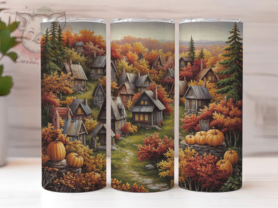 Rustic Autumn Pumpkin Village Tumbler, Pumpkin Harvest Tumbler, Rustic Fall Wrap, Whimsical Autumn Wrap, Country Pumpkin Wrap, Sublimation Design, Trendy Gift Idea Sublimation Lara' s Designs 