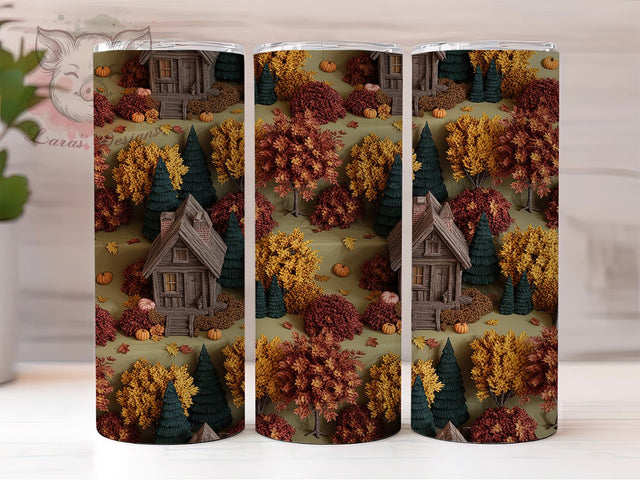 Rustic Autumn Pumpkin Village Tumbler, Pumpkin Harvest Tumbler, Rustic Fall Wrap, Whimsical Autumn Wrap, Country Pumpkin Wrap, Sublimation Design, Trendy Gift Idea Sublimation Lara' s Designs 