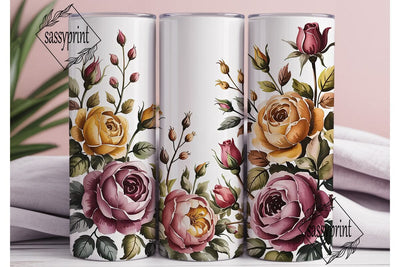 Rustic Autumn Roses 20oz Tumbler Wrap Sublimation sassyprint 