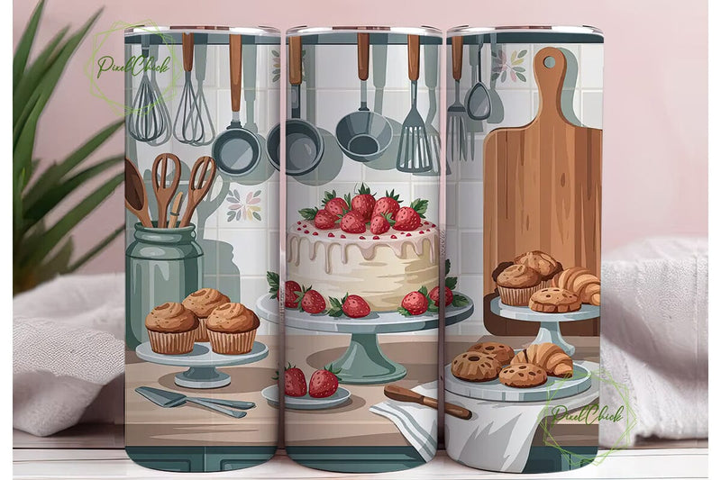 Rustic Baking Kitchen 20oz Tumbler Wrap Sublimation PixelChick 