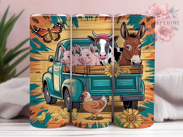 Rustic Barnyard Farm Truck Tumbler, Vintage Truck Wrap, Country Farm Tumbler Design, 20oz Farm Tumbler, Barnyard Animal Sublimation, Rustic Truck Tumbler Wrap, Farm Life Tumbler Sublimation Li Zamperini 