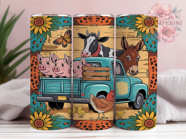 Rustic Barnyard Farm Truck Tumbler, Vintage Truck Wrap, Country Farm Tumbler Design, 20oz Farm Tumbler, Barnyard Animal Sublimation, Rustic Truck Tumbler Wrap, Farm Life Tumbler Sublimation Li Zamperini 