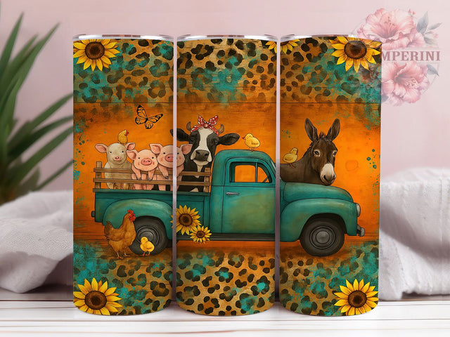 Rustic Barnyard Farm Truck Tumbler, Vintage Truck Wrap, Country Farm Tumbler Design, 20oz Farm Tumbler, Barnyard Animal Sublimation, Rustic Truck Tumbler Wrap, Farm Life Tumbler Sublimation Li Zamperini 