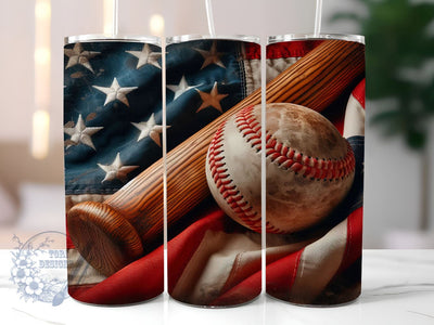 Rustic Baseball 20oz Skinny Tumbler, American Flag Tumbler Png, Straight & Tapered Tumbler Wrap, Instant Digital Download Sublimation ToriDesigns 